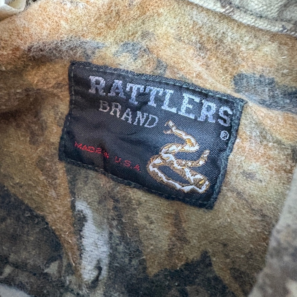 Rattlers Brand Shirt Mens Medium Realtree Camo Hunting Flannel Made in USA Brown - Picture 3 of 8
